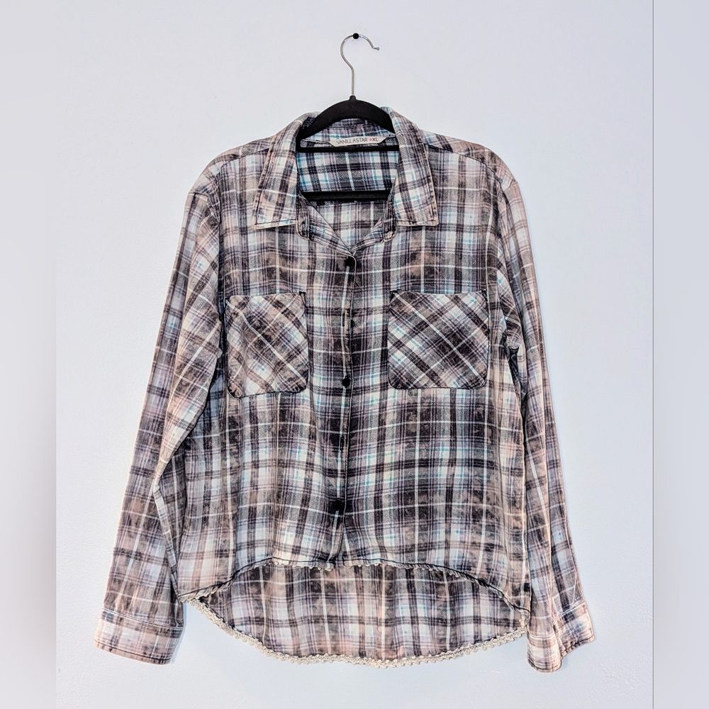 VANILLA STAR soft 100% cotton women's flannel shirt - size XL